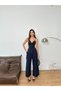 New Season Woven Fabric Front Detail Bridged Buttoned Wide Leg Palazzo Pants - 3