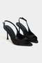 Maia Black Satin Pointed Toe Open Front Thin Heeled Women's Shoes - 4