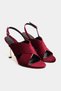 Zoya Burgundy Velvet Cross Strap Thin Heeled Women's Sandals - 4