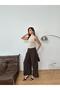 New Season Linen Fabric Front Detail Bridged Buttoned Wide Leg Palazzo Pants - 7