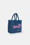 Icone Washed Denim Stylish Daily & Beach Bag with Tassel Detail, Blue Checkered Tassel Shoulder Bag - 2