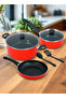 NCS7R 7 Pcs Non Stick Cookware Set 10X Tough Coating Even Heat Gas Ceramic Hot Plate Halogen