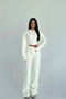White Zippered Crop Top Wide Leg Pants Knitwear Set Ate-3736 - 6