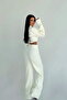 White Zippered Crop Top Wide Leg Pants Knitwear Set Ate-3736 - 8