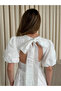 White 100% Cotton Open Back Eyelet Embroidery Dress - 8235 - 7