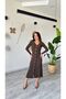 Black V-Neck Buttoned Front Knitwear Seasonal Lycra Comfortable Dress - 4