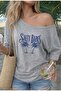 Salty Babes Printed Oversized Women's Boat Neck T-Shirt