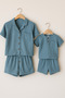 Silence Bebe Yaka Adult Mother - Child Muslin Pajama Set Short Sleeve + Shorts 100% Cotton - 7