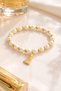 Pearl Bracelet for Women – Premium Elastic Stylish Bracelet with Gold Detail and Tassel End - 4