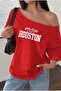 Houston Printed Oversized Women's Boat Neck T-Shirt