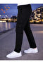 Men's Denim Pants with Cargo Pockets Lycra High Waist Zippered Black