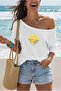 Melting Lemon Printed Oversize Women's Boat Neck T-Shirt