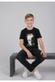 Boy's Black Ataturk Printed T-Shirt and Black Linen Trousers Set 23 April 29 October Special Occasions - 2