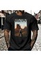 Unisex Oversized Printed Cotton Crew Neck Short Sleeve BLACK T-shirt