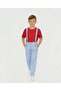 Boy's April 23 October 29 Outfit Red Round Neck T-Shirt - Blue Pants - Blue Suspender Set