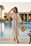 Ces Store Handmade Embroidered Linen Kaftan, 60% Linen 40% Cotton, Breathable Fabric