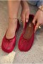 Torina Women's Ballet Flats Red Mesh - 2