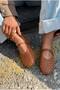 Roselle Women's Ballerina Flats in Tan Shiny Leather - 3