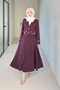 Carlotta Heart Flower Buttoned Skirt Suit - Plum - 2