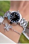 Brand Original - Silver Black Color - 2 Year Warranty Women's Wristwatch - Bracelet Gifted - 5