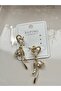 Zircon Stone Dangling Bow Detail Studded Stylish Cool Style Modern Juping Earrings - 3