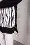 Crew Neck Knitted Fabric Tunic with Side Zippers and Slits and Printed Front - 3
