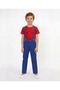Boy's 23 April 29 October Outfit Red Round Neck T-Shirt-Sax Pants-Saxblue Suspender Suit