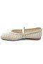Feles Belted Knitted Detailed Women's Ballerina Shoes Beige - 4