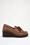 Brown Wedge Heel Daily Lace-Up Ballerina Shoes - 2