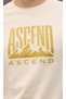 Men's Ascend Text and Mountain Print Beige T-Shirt 100% Cotton Streetwear Graphic - 5
