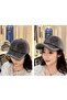 Plush Hat for Women – Gray Color with Stone Detail, Winter Hat, Adjustable Gray - 7