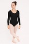 Black Long Sleeve Ballet Leotard-Adult