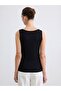 Lcw Everyday Black U-Neck Blouse with Buckle Detail and Gathered Hem - 4