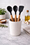 3-Piece Wooden Handle Silicone Spoon-Ladle-Spatula Set Fireproof Non-Stick Serving Set - 3