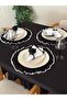 2Li Lune Embroidered Round Ruffled Linen Placemat / American Service