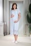 New Season Blue Short Sleeve Buttoned Design Scallop Linen Summer 100% Cotton Maternity Nightgown - 4