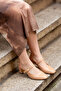 Gloria Open Back Thick Heeled Women's Shoes Beige - 5