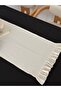 Natural Embroidered Linen Runner with Ruffles at Both Ends 50Cmx150Cm - 4