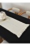 مفرش طاولة من الكتان المطرز طبيعياً بحواف مكشكشة مقاس 40 سم × 120 سم - 6