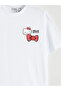 White Crew Neck Hello Kitty Printed Girl's T-Shirt - 2