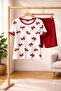 Sowa Ribbon Love Cotton Pajama Set – Red - 2