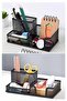 Black Desktop Metal Pen Holder Set 3-Piece Combo 1 Pack Mesh Perforated Colorful Pen Holder Paper Holder Cube - 4