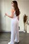 Ruffled Crop Crew Neck White Pants Set - 4