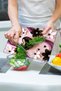 Black Heart and Flowers, Tempered Glass Cutting Board and Presentation Tray - Hygienic and Durable 35X25 cm