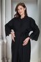 New Season Black Fisto Linen Dressing Gown Special Design Cotton Maternity Dressing Gown, Nightgown Set of 2