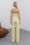 Women's Bubble Fabric Halter Neck Textured Crop Top and Wide Leg Pants Two-Piece Set - 3005 - 2