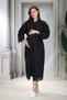 New Season Black Fisto Linen Dressing Gown Special Design Cotton Maternity Dressing Gown, Nightgown Set of 2 - 6