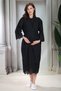 New Season Black Fisto Linen Dressing Gown Special Design Cotton Maternity Dressing Gown, Nightgown Set of 2 - 5