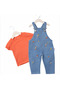 Baby Girl Floral Embroidered Denim Salopet Set with T-Shirt 6-24 Months - 3
