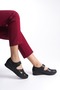 Genuine Leather Black Handmade Casual Women's Sandals - 4